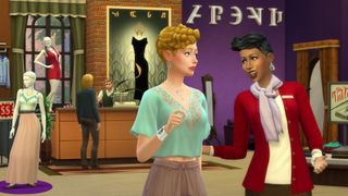 The Sims 4 攻略 - 2 人のシムが衣料品店でファッションについて話します