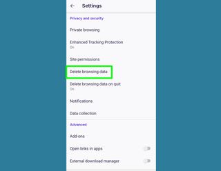 Firefox でキャッシュをクリアする方法 - アプリの設定