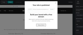 GoDaddy の Web サイトビルダーウィンドウでサイトの公開を確認す​​る