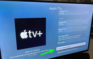 Apple TV Plusのサブスクリプション管理画面