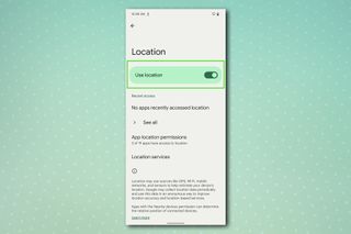 Google Pixel の Android 位置設定ページ
