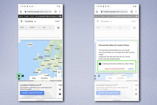 Googleのロケーション履歴の設定ページです。
