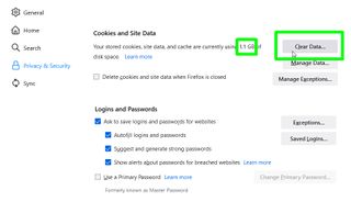 Firefox でキャッシュをクリアする方法 - データ使用量