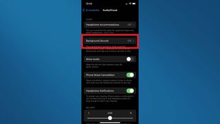 iOS 15でバックグラウンドサウンドをオンにする方法 - バックグラウンドサウンドをクリックします