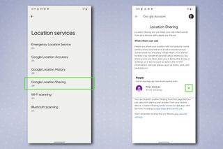 Googleの位置情報共有メニュー