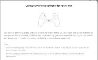 PS5 でリモート プレイする方法 — リモート プレイでのコントローラーの使用方法の説明画面