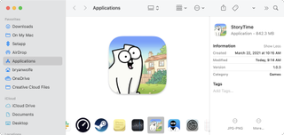 Mac のアプリケーション フォルダー内の Apple Arcade ゲーム