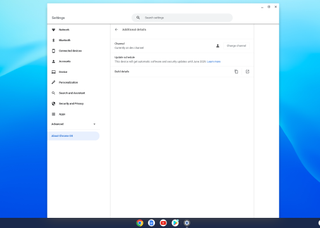 Chromebook 上の Steam で開発チャンネルが有効になっていることが表示される