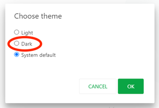WhatsApp デスクトップのダーク モード オプションの画像