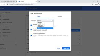 Chrome でキャッシュをクリアする方法: 時間範囲を選択してください
