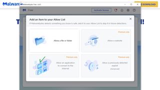 Malwarebytes の許可リスト メニュー