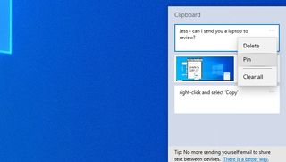 「クリップボード履歴」メニューの項目の固定のスクリーンショット