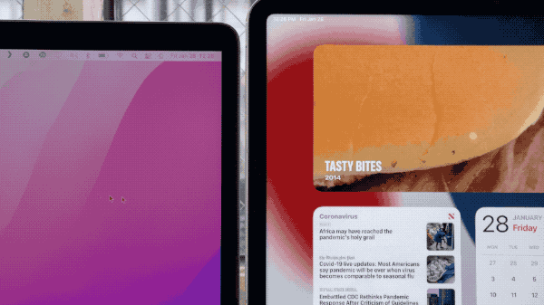 iPad Pro および MacBook Pro で実証されたユニバーサル コントロール