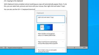 「クリップボード履歴」メニューのスクリーンショット