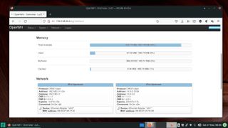 利用可能なリソースを表示する OpenWRT ダッシュボードのスクリーンショット