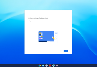 Chromebook での Steam のセットアップが進行中です