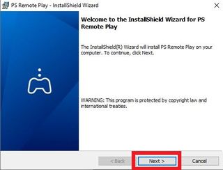 PS5でのリモートプレイ方法 — PS Remote Play画面の「次へ」ボタン