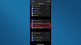 iOS 15でバックグラウンドサウンドをオンにする方法 - オーディオ/ビジュアルを選択します