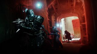 3 人のガーディアンが Destiny 2: The Witch Queen のハイブ建築を駆け抜けます