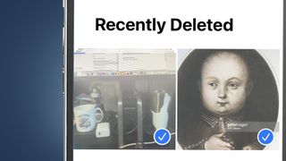 削除された写真が表示された iPhone の画面