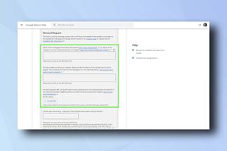 Google 検索削除フォームを示すスクリーンショット - Google 検索から連絡先の詳細を削除する方法を示しています