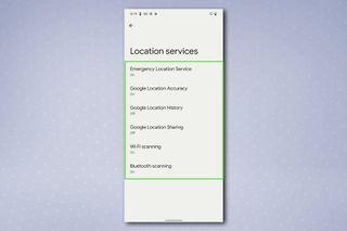 Android 位置情報サービス メニュー