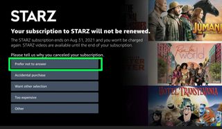 Amazon で Starz をキャンセルする方法: ステップ 6