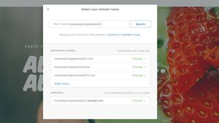 Weebly のドメイン名のオプション メニュー