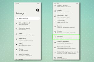 Google Pixel の Android 設定ページ