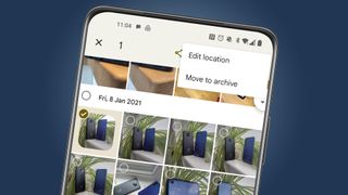 Google フォトのアーカイブ メニューが表示された Android スマートフォンの画面