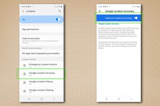 Samsung の Android アプリの場所メニュー