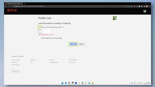 Netflix プロフィールのロックページ
