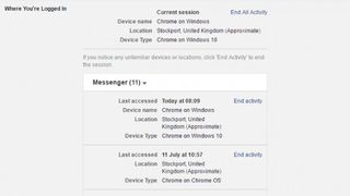 7. Check who's logged into your Facebook account