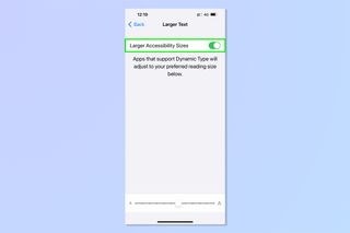 iPhone でフォント サイズを変更するために必要な手順を示すスクリーンショット