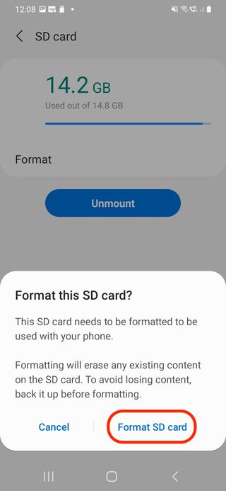 Samsung で SD カードをフォーマットする方法