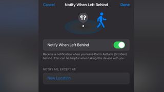 Apple Find My「置き忘れ時の通知」トグル