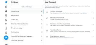 Twitterのダウンロードまたは無効化