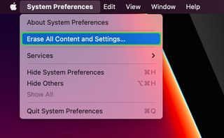 macOS の「すべてのコンテンツを消去」タブ