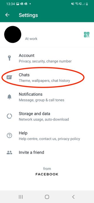 WhatsApp でチャット オプションを見つける