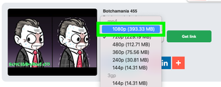ボックスは、YT5s.com から YouTube 動画をダウンロードするための 1080p 品質オプションを強調表示します。