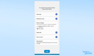 完了したセットアップ チェックリストを示す aodNotify のスクリーンショット
