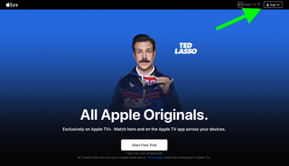 強調表示された手順は、Apple TV Web ページのサインインアイコンを示しています