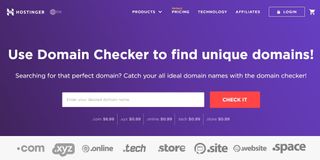 Hostinger のドメイン名チェッカー Web ページ