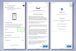 Googleロケーション履歴メニュー