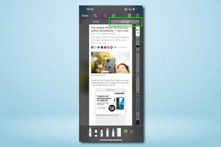 iPhone のスクリーンショット パネルを示す画像