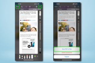iPhone のスクリーンショット パネルを示す画像