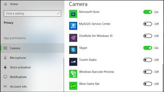 Windows 10のカメラアプリの権限