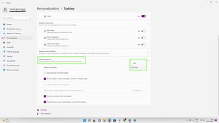 Windows 11 のタスクバー設定オプションのイメージ
