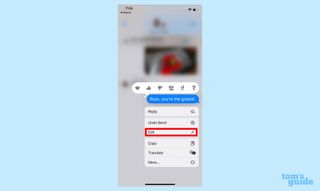 iOS 16メッセージでテキストメッセージを編集する方法編集を選択します