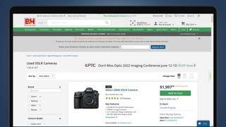 B&H フォト ビデオ サイトを表示するラップトップ画面